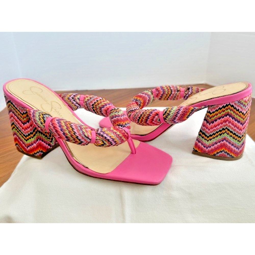 Jessica Simpson Womens Olimpio Block Heel Thong Sandal Blush Pink Multi SZ 7 - Picture 10 of 16